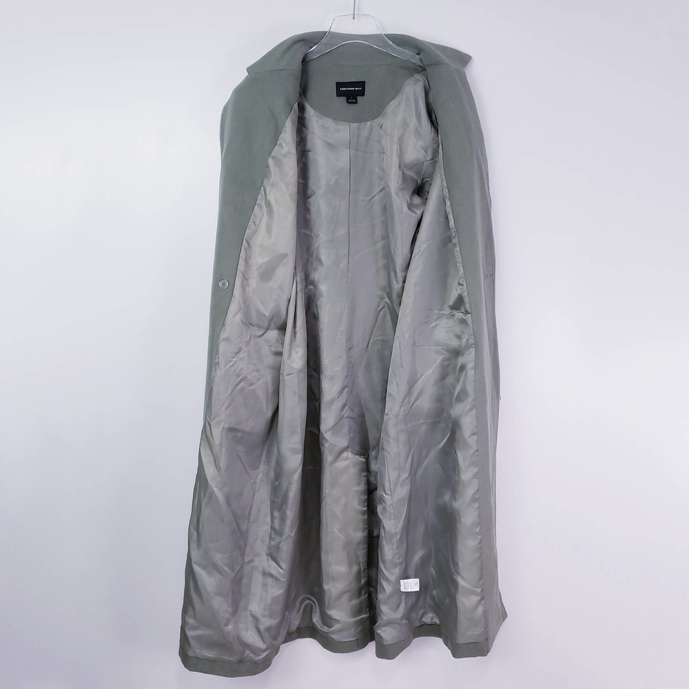 Something Navy Olive Long Wool Top Coat Large - Picture 9 of 9